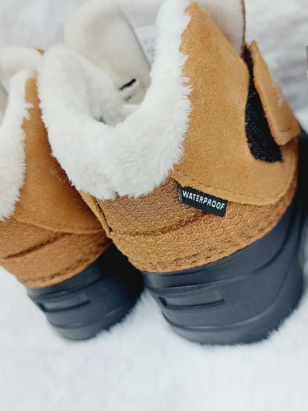 Set of 2 The North Face Nike Girl's Black Brown Hook & Loop Ankle Snow Boot Sz 7